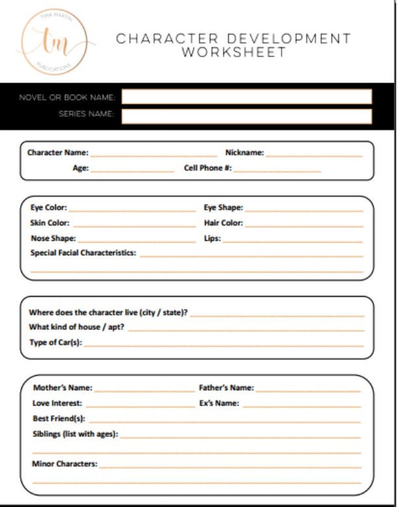 Individuality Improvement Worksheet - Printable PDF - For Writers graphic relating to Character Development Worksheet Printable referred to as Personality Progress Worksheet - Printable PDF - For Writers
