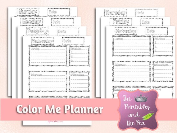 Coloring Page Planner - Etsy