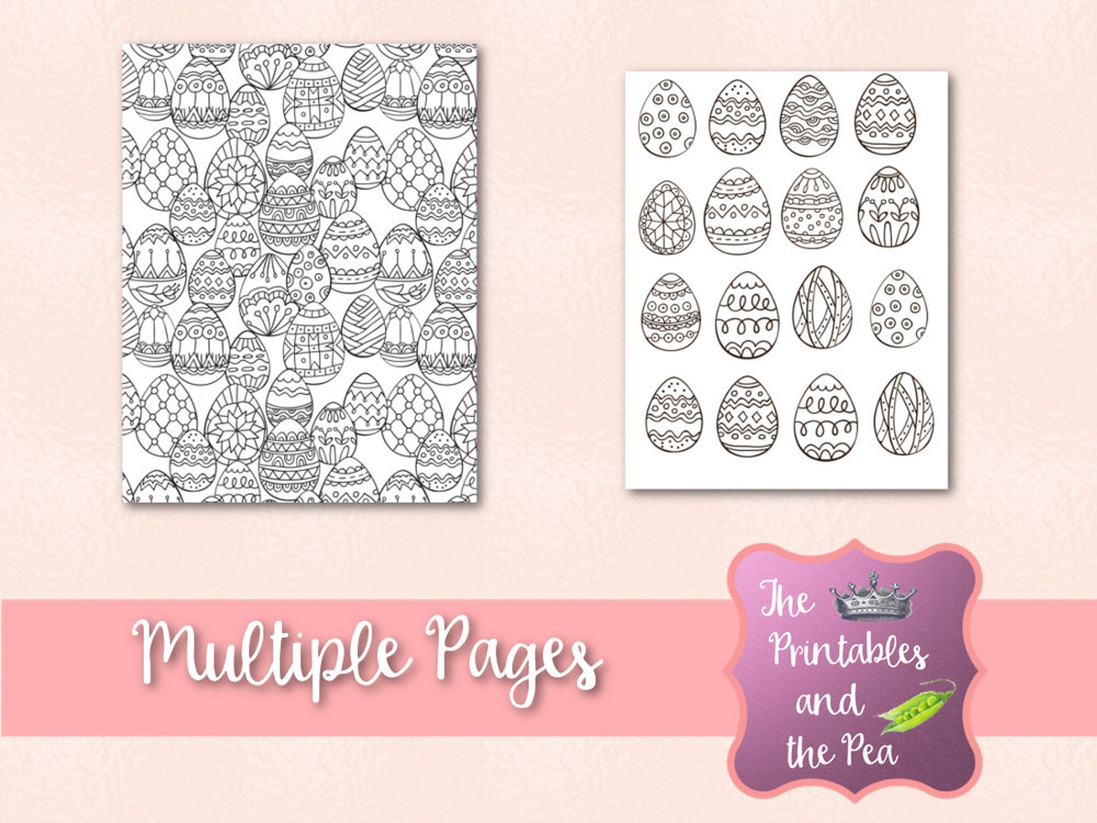 Printable Easter Egg Coloring Pages Etsy