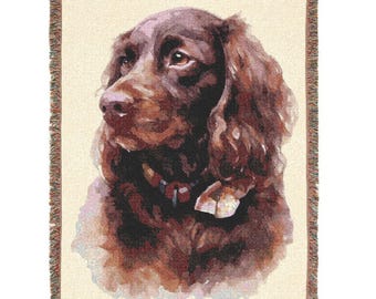 Boykin Spaniel Woven Throw Blanket, 100% Cotton Cozy Pet Blanket