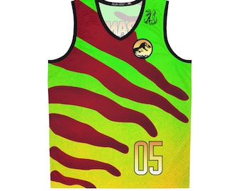 Classic Jurassic Island Camo Basketball Jersey - Retro Style Tank