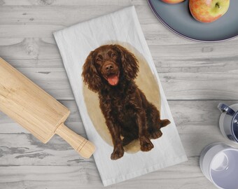 Boykin Spaniel Painting Tea Towel: Dog Lover Kitchen Decor