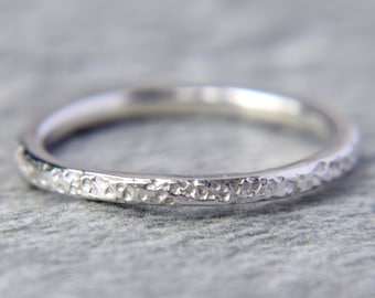 Textured Sterling Silver Stacking Ring: Handmade Unisex Band