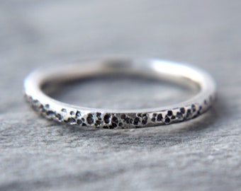 Textured Silver Stacking Ring, Skinny Stacking Ring, Unisex Ring