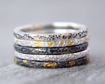 Textured Sterling Silver Stacking Ring: Lichen Style, Handmade