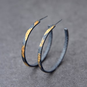 Oxidized Silver Hoop Etsy UK