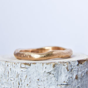 Organic Textured Gold Ring, 9ct Gold Wedding Ring Band, Sand Cast Ring
