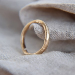 Organic Textured Gold Ring, Solid Gold Wedding Ring Band, Sand Cast Ring