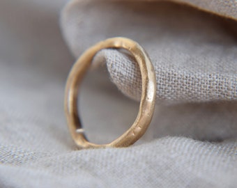 Organic Textured Solid Gold Wedding Band: Sand Cast Ring