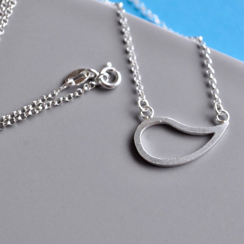 Sterling silver paisley pendant necklace, jewellery gift image 1