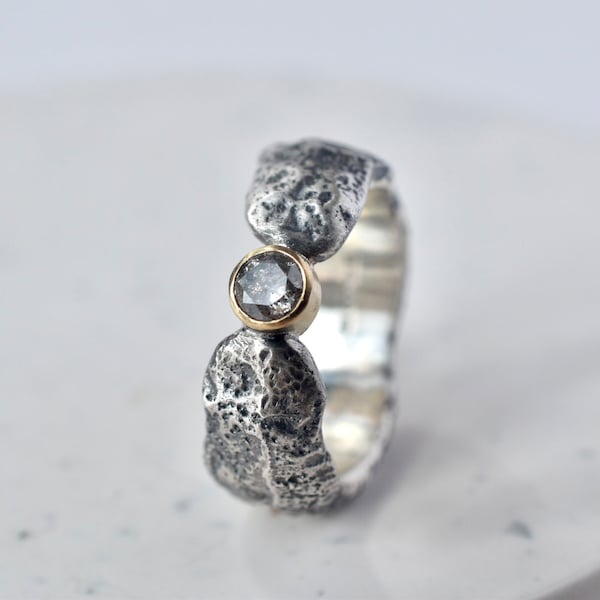 Rustic Diamond Ring - Etsy