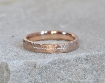 9ct Gold Wedding Band: Rustic Sand Cast Recycled Gold Ring