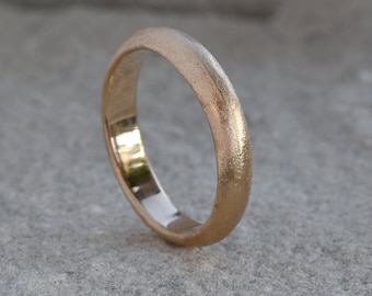 Sand Cast 9ct Gold Wedding Ring: Rustic Textured Band