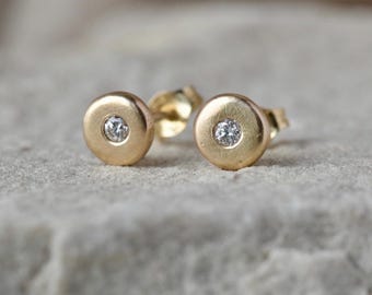 Diamond and Solid Gold Stud Earrings