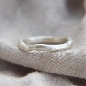 Organic Matt Textured Silver Unisex Wedding Ring