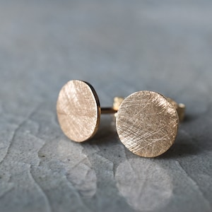 Recycled 9ct Gold Stud Earrings: Small Handmade Textured Gold Studs