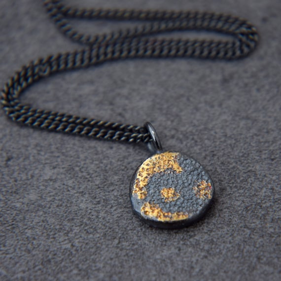 Oxidised Sterling Silver Pebble Pendant, Everyday Necklace