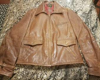 WindWard 1930 AVIATOR Garage Size 42 Half Belt Italian Leather Horse Hide Jacket