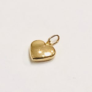 14KT Gold Heart Charm | 6mm, 10mm Puffed Heart Charm | Small Heart Charm | Real Gold Heart Pendant | Available in Yellow, White & Rose Gold