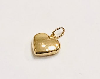 14KT Gold Heart Charm | 6mm, 10mm Puffed Heart Charm | Small Heart Charm | Real Gold Heart Pendant | Available in Yellow, White & Rose Gold