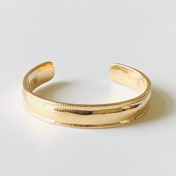 Stevige 14KT geelgouden teenring, Milgrain-ring, echte gouden teenring, gouden damesring, 2,5 mm geelgouden teenring, verstelbare ring