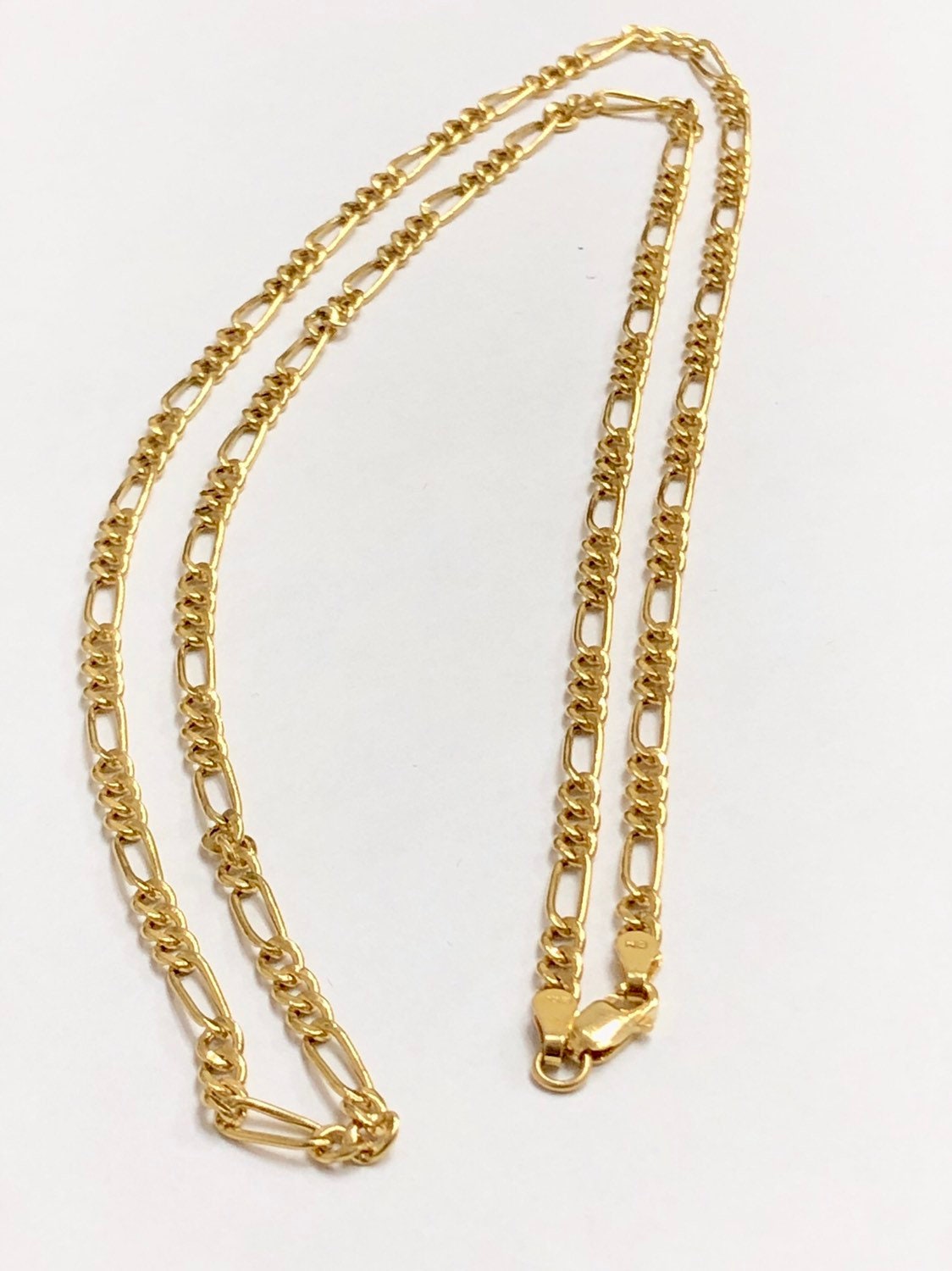 14K Yellow Gold Hollow Figaro Chain for Men and Women 3mm - Etsy