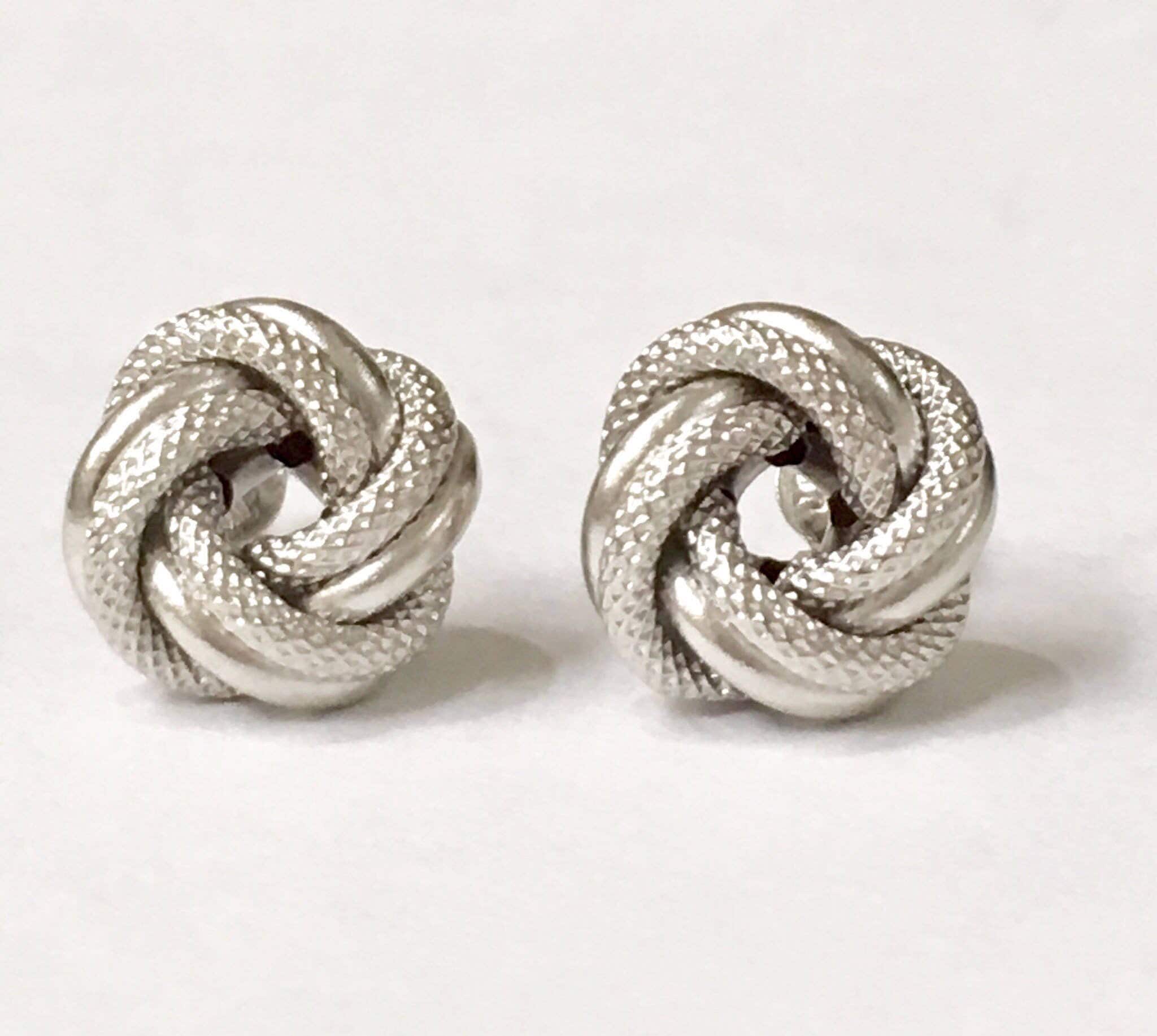 Solid 14k Yellow Gold Love Knot Earrings 14k White Gold Love Etsy