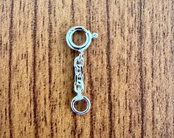 14K White Gold Chain Extender with Spring Ring Clasp, 1.8mm Sturdy Cable Link Chain Extender, Real Gold Chain Extender, Available 0.5” to 4”