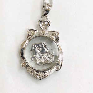 18KT White Gold/14KT Yellow Gold Chinese Zodiac Pendant, Spinning Zodiac Charm, Real Gold Moving Diamond Pendant for Women & Girls