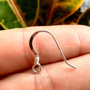May include: A silver-colored metal earring hook featuring a curved wire design, a small coiled spring detail at the base, and a circular loop for attaching jewelry components. The earring finding is made of a polished, reflective metallic material.