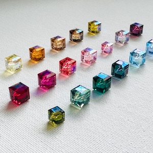 Swarovski Crystal Cube Bead AB, 4mm, 6mm, 8mm, 10mm, Swarovski Crystal # 5601, Made in Austria, Lot 1pc or 2pcs