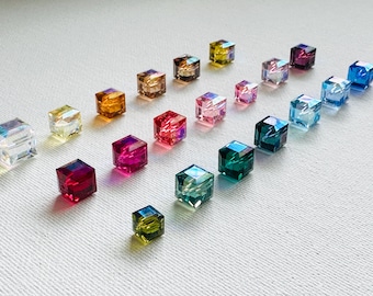 Swarovski Crystal Cube Bead AB, 4mm, 6mm, 8mm, 10mm, Swarovski Crystal # 5601, Made in Austria, Lot 1pc or 2pcs