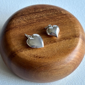 925 Sterling Silver Puffed Heart Charm, Polished Heart Charm, Large Puffy Heart Charm, 18.0mm Heart Pendant, 15.5mm Heart Pendant