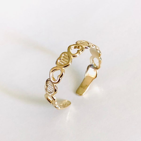 Solid 14KT Yellow Gold Toe Ring, Open Heart Toe Ring, Real Gold Toe Ring, Women’s Gold ring, Dainty Gold Ring