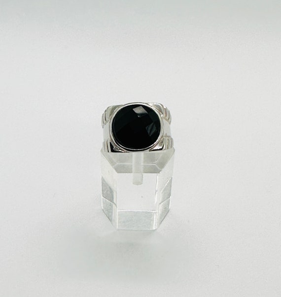 925 Silver Rhodium Ring with Black Onyx, Silver R… - image 9