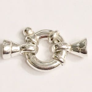 925 large Sterling Silver Spring Ring Clasp with End Cap for one strand pearl or bead necklace and bracelet