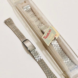 Twist-On by Speidel Watch Band Stainless Steel Tri Fold Buckle for Women Straight Ends, Squeeze Ends, Adjustable Ends 11mm-14mm Lugs