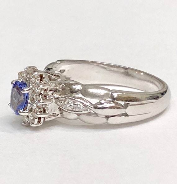 Vintage Solid 18KT White gold Genuine Tanzanite &… - image 5