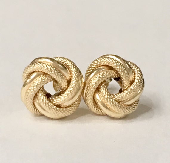 9ct Yellow Gold 6mm Twisted Ribbon Knot Stud Earrings - Real 9K Gold - UK