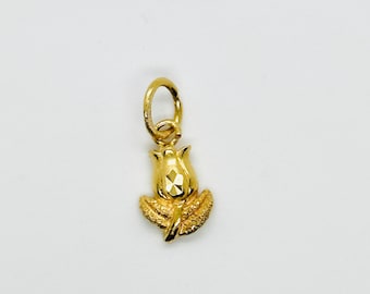 18K Gold Flower Charm, Mini Yellow Gold Charm, 18K Yellow Gold Charm, Small Real Gold Charm for Bracelets or Necklaces, Flower Gold Charm