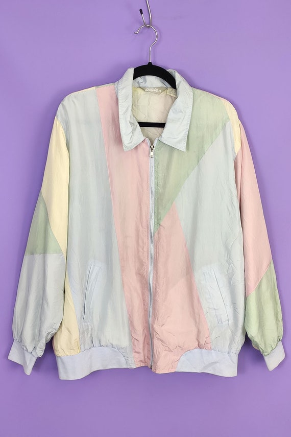 Vintage 80s 90s Jacket - Pastel Pink, Yellow, Blue