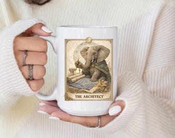 Architect Gift Coffee Mug For Architecture Student Elephant Blueprint Art Cup Unique Engineer Graduation Present