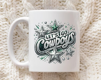 Dallas Football Fan Gift Mug Lets Go Cowboys Coffee Cup Game Day Tailgate Party Present For Him Her Sports Lover