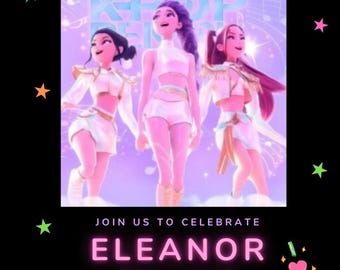 K Pop Birthday Invitation Neon Party Invite Girl Birthday Editable Template Digital Download Kids Party Invite Printable Instant File