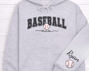Personalized Baseball Hoodie Mom Gift Idea Vintage Inspired Favorite Player Name Sleeve Print Game Day Sport Fan Gift Team Mom Apparel