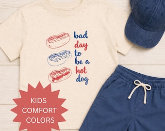 Bad Day to Be a Hot Dog Toddler Boy Shirt Funny Kids Tee Boy Mom Gift America 4th of July Outfit BBQ Summer Outfit Gift Buyers