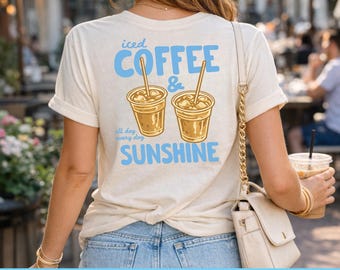 Iced Coffee Lovers Summer Graphic Tee Busy Moms College Student Trendy Brunch Attire Top Pool Day Vacation Outfit Gift For Teens