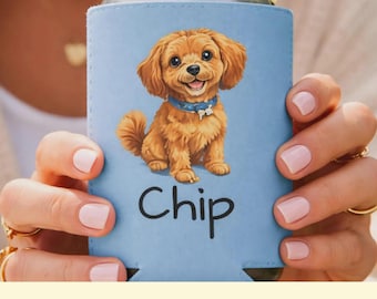 Custom Dog Gift Koozie With Personalized Name Dog Portrait Can Cooler Dog Mom Gift Pet Lover Camp Drink Holder Party Decor