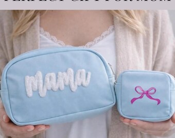 Preppy Toiletry Bag Travel Make Up Cosmetic Set For Work Bag Brush Organizer Pouch Mama On the Go Beauty Hygiene Items Make Up Lovers Gift