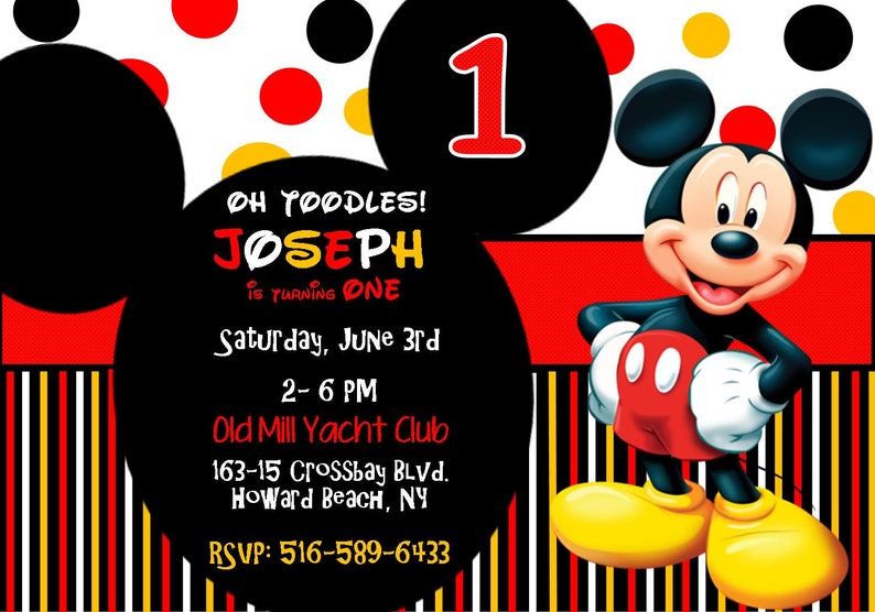 Mickey Mouse 1st Birthday Invitation Etsy